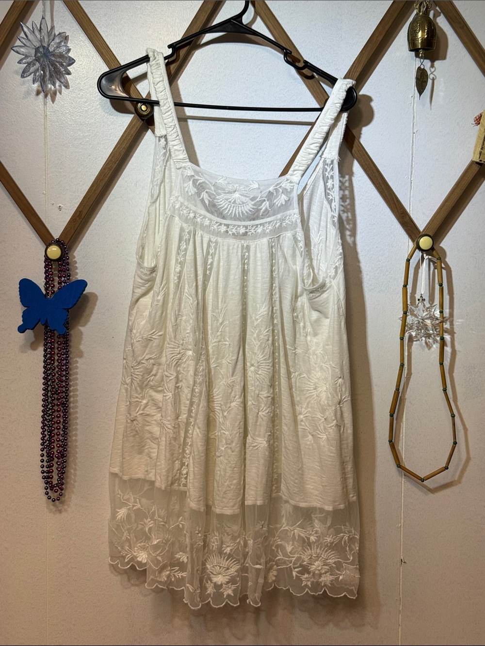 Free People White Embroidered Boho Tunic